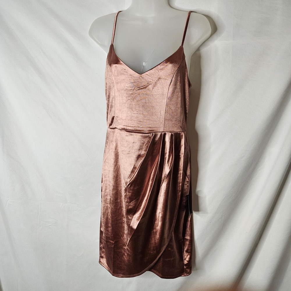 Lulus Forever Your Girl Mauve‎ Satin Bodycon Dress sz M NWT